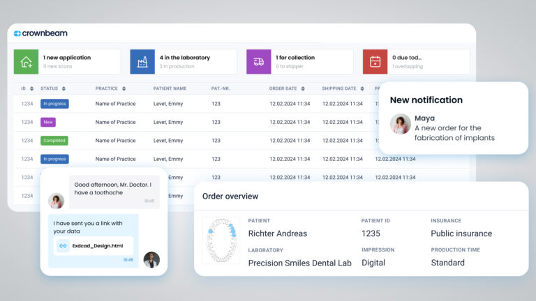 Die cloudbasierte Plattform Crownbeam bietet eine zentrale, digitale Lösung für die Kommunikation zwischen Zahnarztpraxis und Dentallabor.